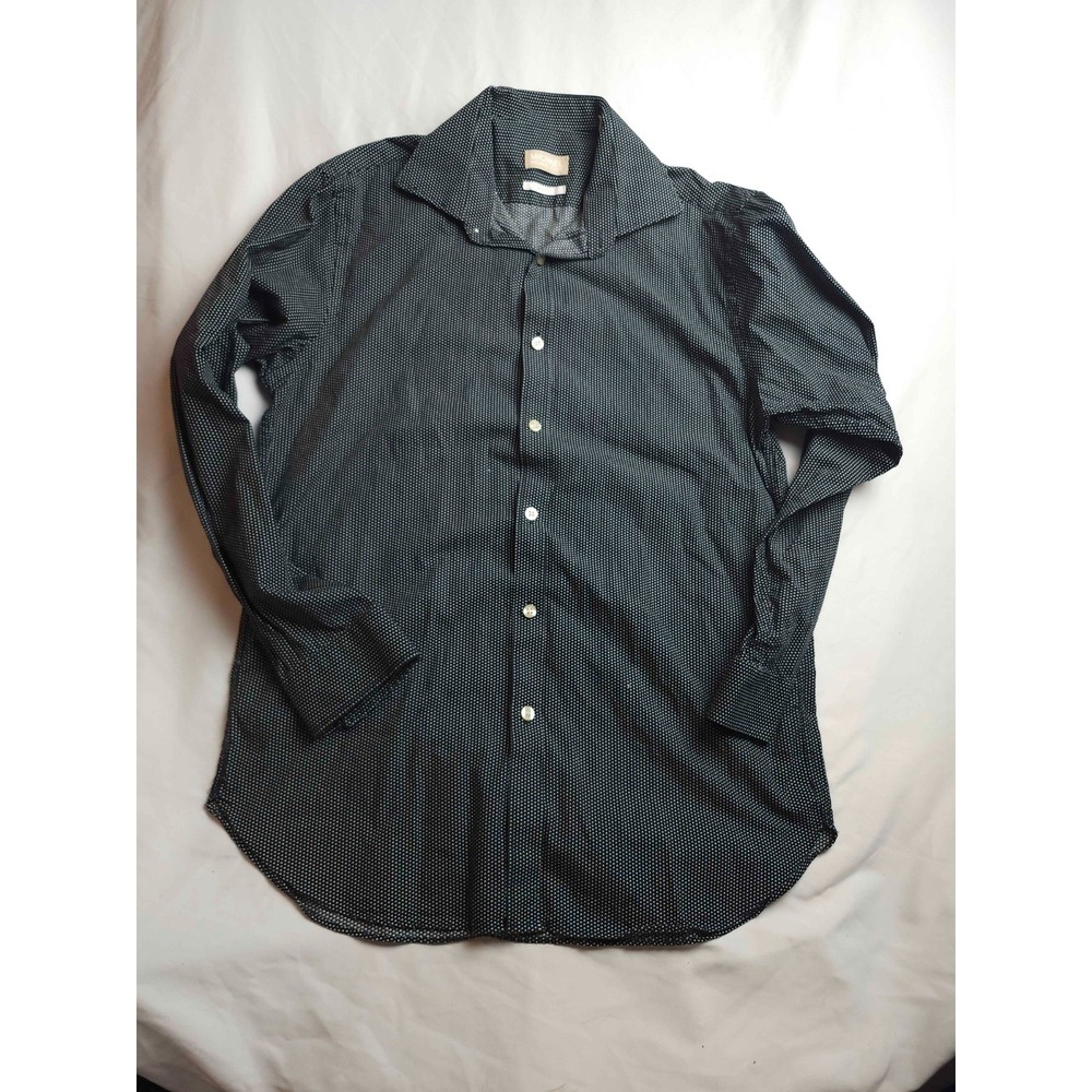 Michael Kors Dress Shirt Mens M 15.5 32/33 Black Polka Dot Slim Fit Classic